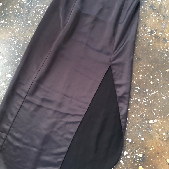 MATERIEL Satin Gown Black Dress Long Straps Satin - Picture 9 of 9